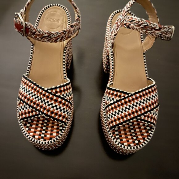 Chloe Odina Braided Straps Cotton Platform Sandals - Picture 2 of 9
